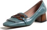 Tinacus womens genuine leather square handmade tassels chunky heel retro loafers shoes with chain.jpg