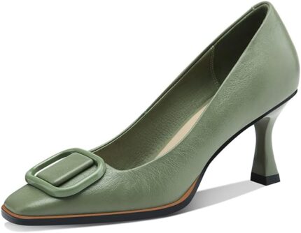 Tinacus womens genuine leather square toe handmade stiletto mid heels pumps shoes with buckle.jpg