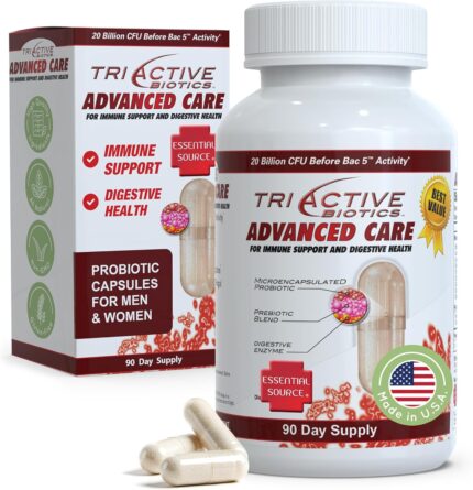 Triactive biotics advanced care 20 billion cfu probiotics for digestive health immune support supplement microencapsulated probiotics for women men 90 ct capsules.jpg