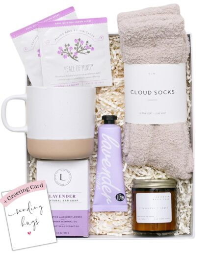 Unboxme lavender spa gift set mothers day relaxation gift basket with candle bath bombs self care package for women birthday christmas wellness gift.jpg