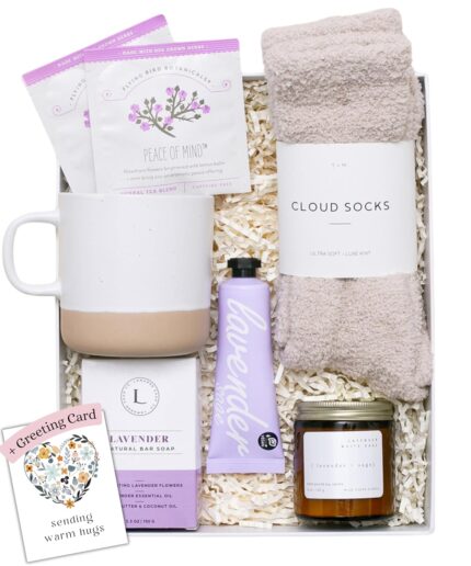 Unboxme lavender spa gift set relaxation gifts for women with candle bath bombs perfect self care gift for women birthdays christmas get well soon or valentines day.jpg