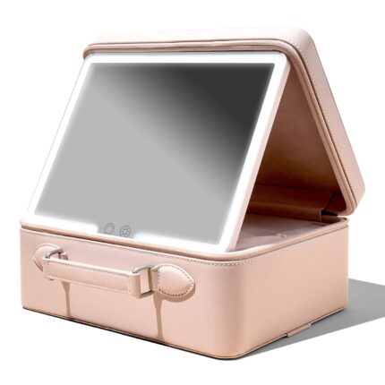 Vanity planet travel makeup bag baia nude hard shell storage organizer with large led lighted mirror store organize travel beauty cosmetics toiletry essentials customized compartments.jpg