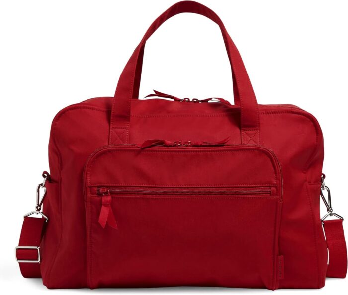 Vera bradley womens cotton weekender travel bag cardinal red recycled cotton one size.jpg