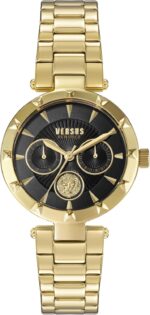 Versus versace sertie womens fashion watch with enamel dial. multifunction day and date sub dials. adjustable jewelry style bracelet.jpg