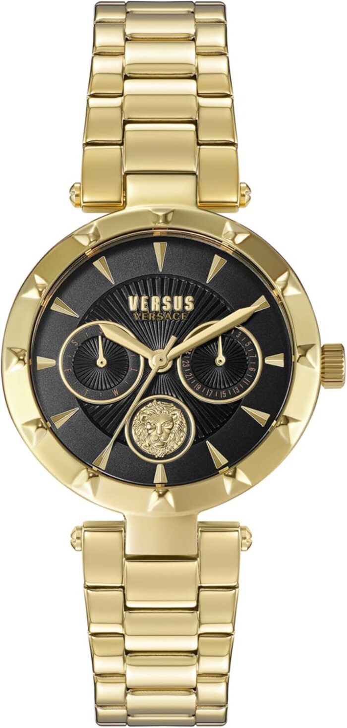 Versus versace sertie womens fashion watch with enamel dial. multifunction day and date sub dials. adjustable jewelry style bracelet.jpg