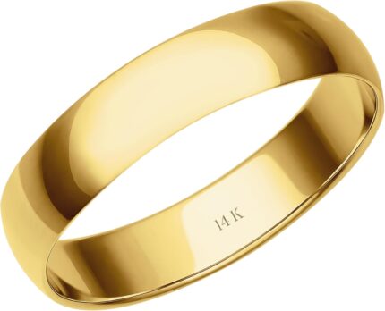 Womens 10k or 14k rose white or yellow gold 4mm petite classic plain wedding band by brilliant expressions.jpg