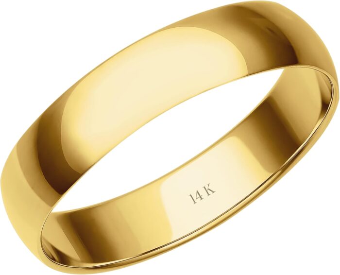 Womens 10k or 14k rose white or yellow gold 4mm petite classic plain wedding band by brilliant expressions.jpg