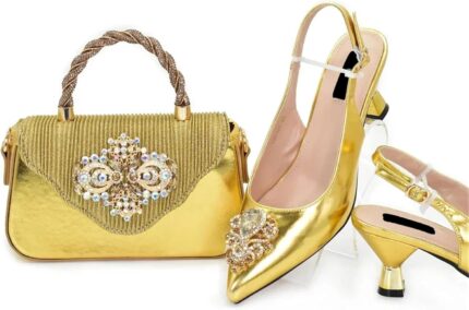 Womens african themed designer wedding shoes and purse combo rhinestone decorated heels for special occasions.jpg