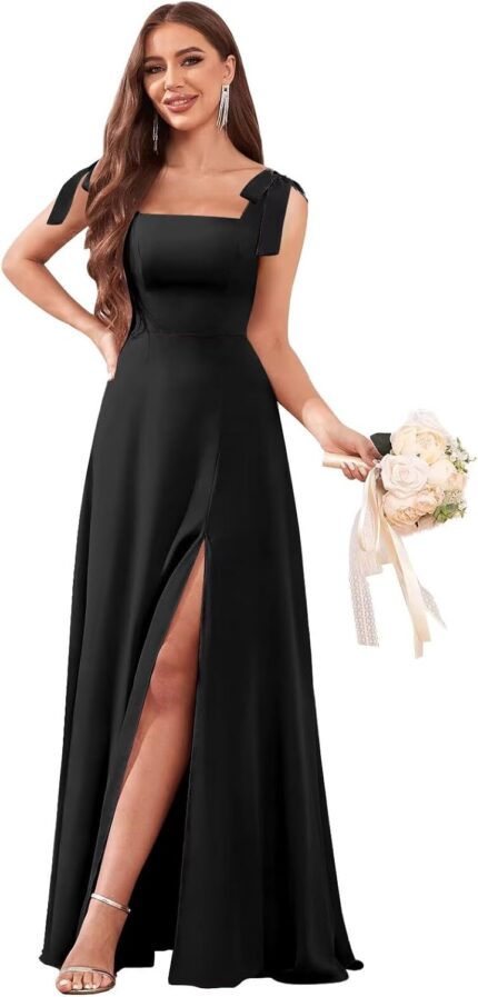 Womens chiffon bridesmaid dresses with slit long square neck a line formal dress evening gown.jpg