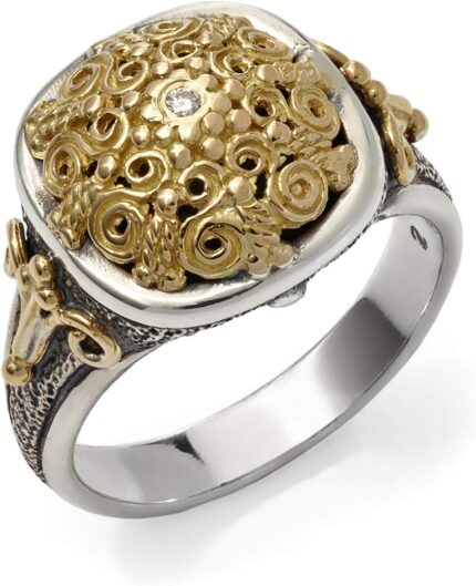 Womens diamond collection 925 sterling silver and 18k gold filigree diamond ring 0.2ct size 6.jpg