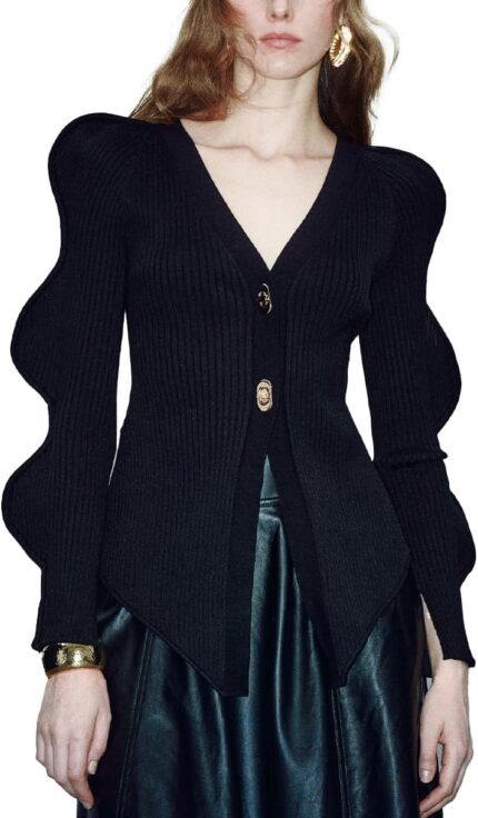 Womens knit cardigan sweaters long sleeve button down open front casual outwear trendy 2025.jpg