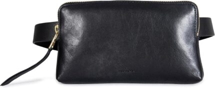 Womens leather belt bag removable zip pouch for hands free carrying.jpg