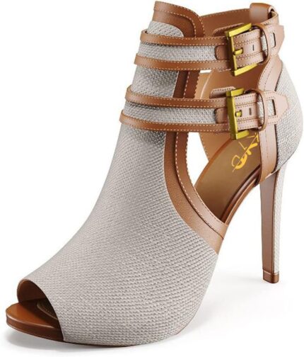 Xyd women peep toe sandal ankle booties dual buckled straps stiletto heels stylish cutout event party pumps shoes.jpg
