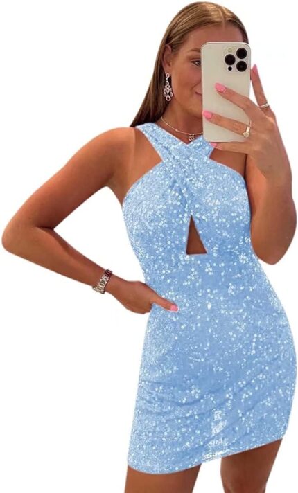 Ymsha womens halter sequin homecoming dresses for teens tight short cocktail graduation dress yms193.jpg