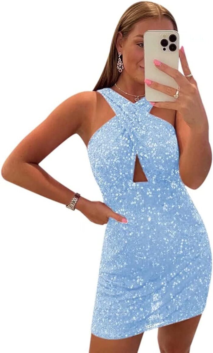 Ymsha womens halter sequin homecoming dresses for teens tight short cocktail graduation dress yms193.jpg