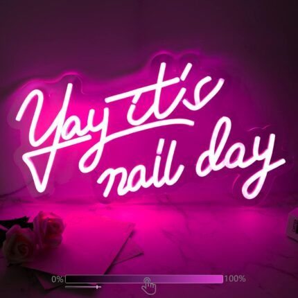 Yay its nail day neon sign for wall decor led lights beauty room salon pink salon nail tech decor aesthetic light door decorations girls neon signs accessories gift.jpg