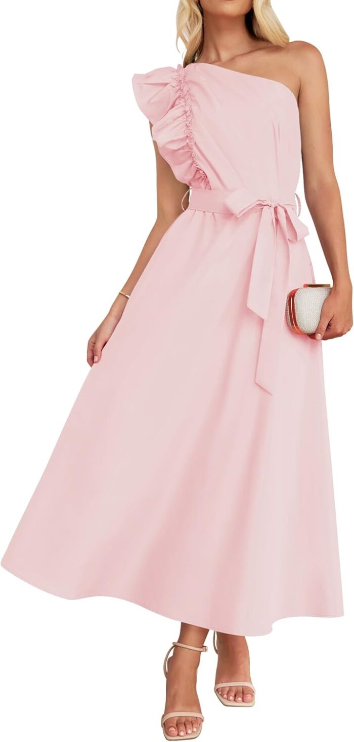 Zesica womens 2025 summer one shoulder ruffle dress sleeveless empire waist boho flowy maxi dresses.jpg