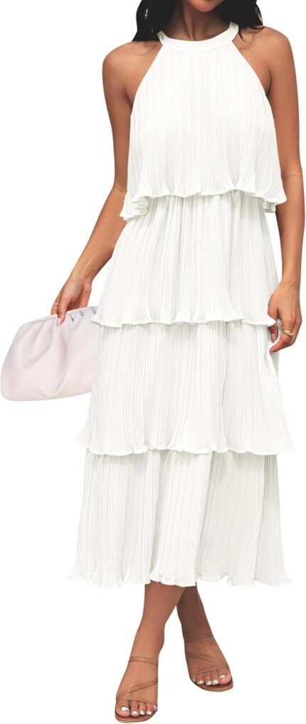 Zesica womens 2025 summer sleeveless halter neck ruffle tiered layed chiffon flowy swing long midi dress.jpg
