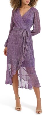 Kensie womens balloon sleeve tie waist midi dress.jpg