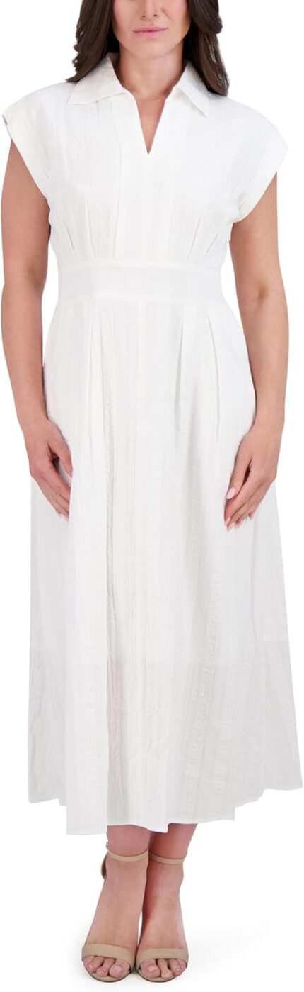 Kensie womens short sleeve collared maxi dress.jpg