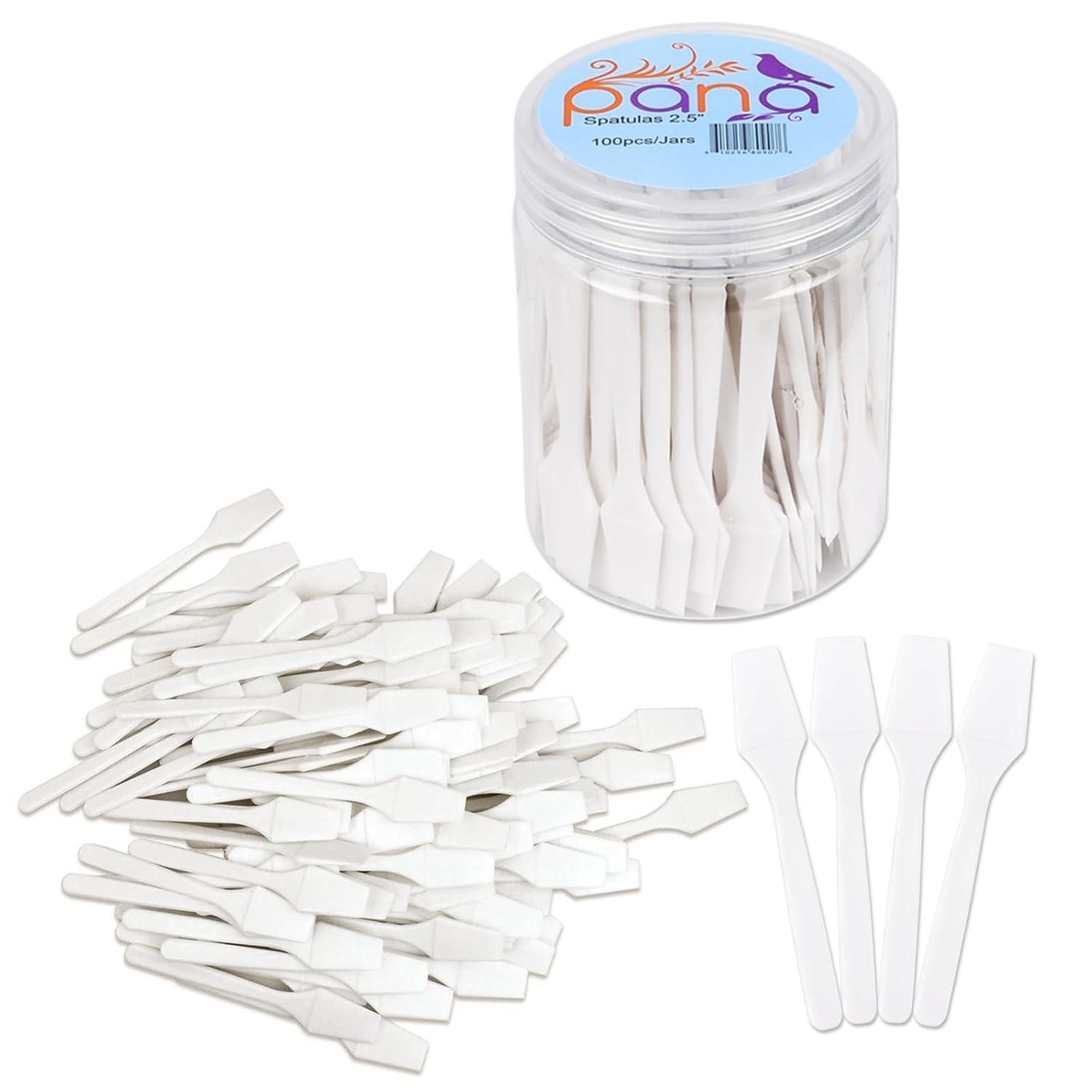 100pcs Pana Brand Cosmetic Make Up Disposable Plastic 2.5 Spatulas Skin Care Facial Cream Mask Spatula 100 Pieces in a Container WHITE.jpg