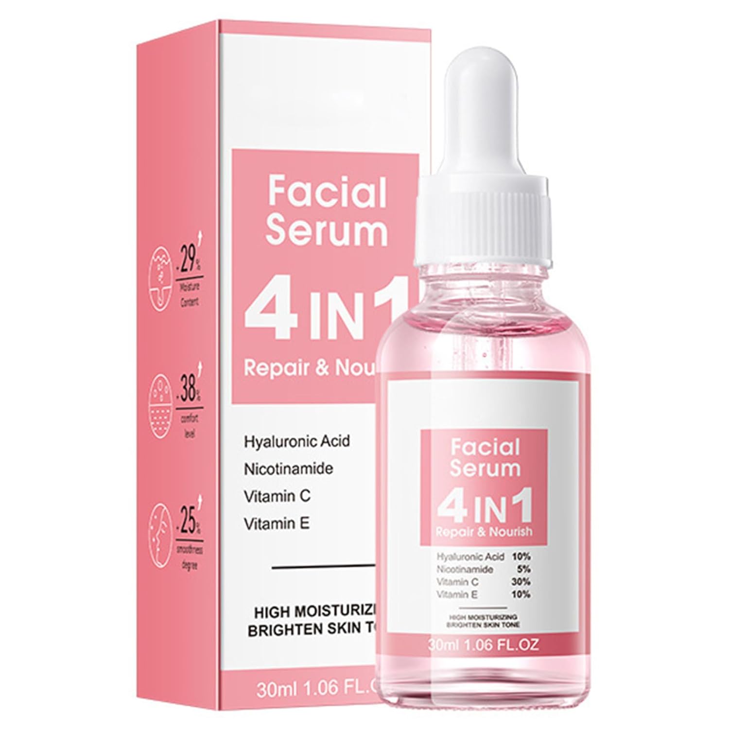30ML Hydrating Facial Essence for Women Deep Moisture Nourishing Serum Non Greasy Fast Absorbing Skin Care Beauty Essential Pink One Size.jpg