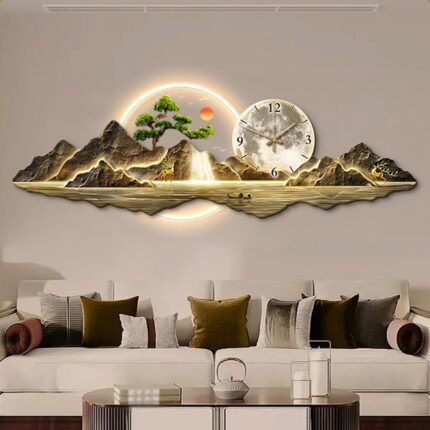 3D Wall Art Decor Clock Decor Wall Sculptures with Lights LED Light Art Wall Decor Modern Home Decorative Wall Clocks for Living Room Bedroom Dining RoomGold 1105x35cm41.3x13.8in.jpg