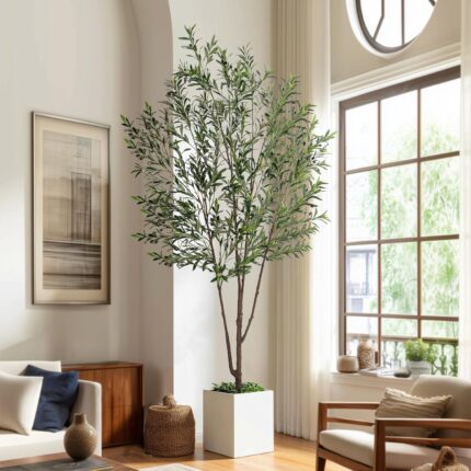 8FT Artificial Olive Tree Artificial Olive Plants Tall Faux Olive Tree Faux Silk Plant Fake Plant Ultra Realistic Silk Leaves Natural Trunk Indoor Outdoor Use.jpg