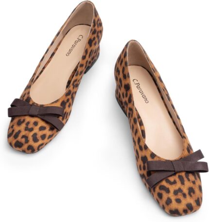 C.Paravano Womens Pumps Low Chunky Heel Block Heels for Women Dress Shoes for Women Comfortable Heels with Bow.jpg