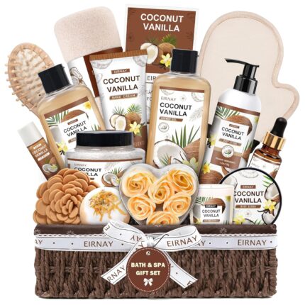 Christmas Gifts For Women 16 PCS Birthday Gift Basket for Women Set of Coconut Vanilla Self Pampering Set Includes Luxurious Home Spa Shower Gel Bubble Bath.jpg