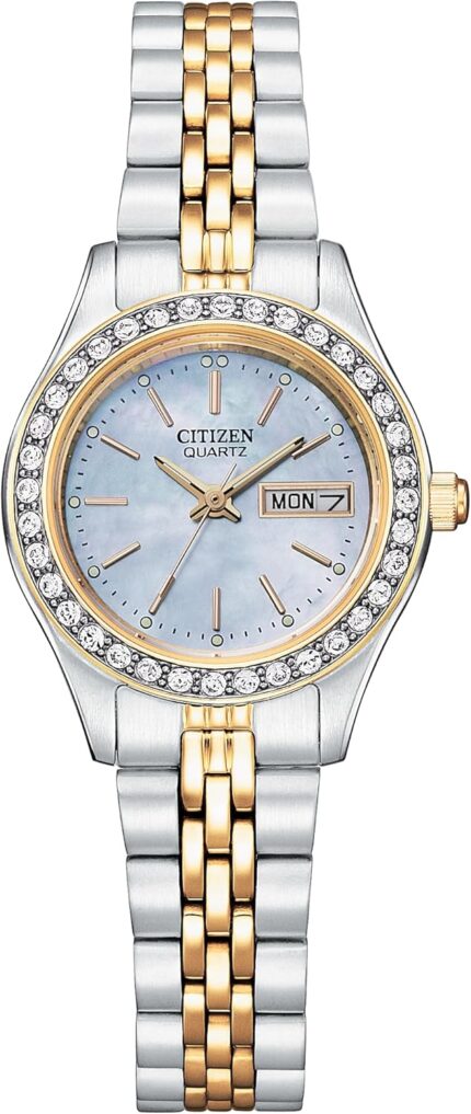 Citizen Ladies Dress Quartz Stainless Steel Bracelet with Crystals and Day Date.jpg