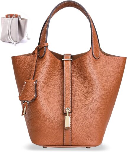 Designer Leather Bucket Bags for Women Trendy Genuine Leather Tote Purses Luxury Satchel Top Handle Handbags for Travel.jpg
