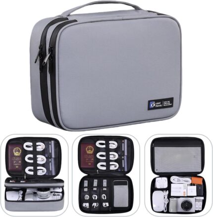 Electronics Organizer Travel CaseCord Organizer Travel Double Layer Cable Organizer Bag Tech Pouch Accessories Carry Storage For Phone Cables Airpods USB Sd Card Essentials Grey.jpg