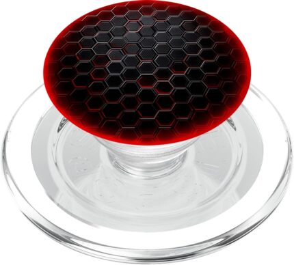 Futuristic Red Hexagon Geometric Pattern Cyber Aesthetic PopSockets PopGrip for MagSafe.jpg