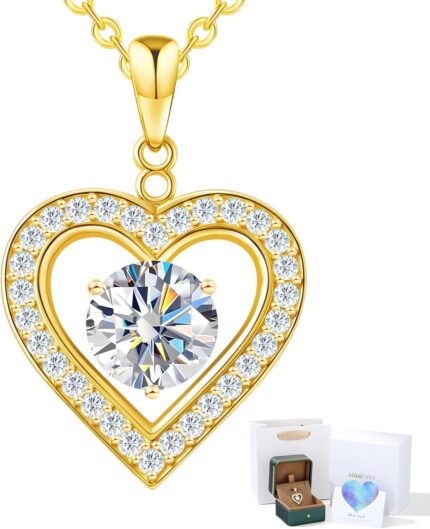 Heart Pendant Necklace for Women Luxury Gift for Wife Girlfriend MomHer 3ct D Color Moissanite Gold Jewelry with Gift Box Hypoallergenic Adjustable Chain Daily Special Occasion Wear.jpg