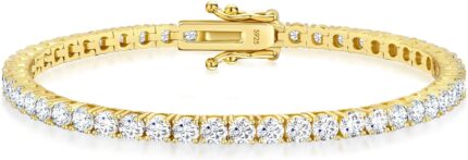 KRKCCO Lab Grown Moissanite Tennis Bracelet Women Luxury Anniversary Wedding Bridal Gift for Wife 2.2 13.8 ct.tw D Color VVS1 925 Sterling Silver 14K Golden Plated Hypoallergenic Everyday Jewelry.jpg