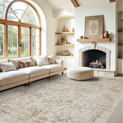 Living Room 9x12 Area Rugs Large Boho Rugs for Living Room Stain Resistant Carpet Vintage Tribal Rugs for Bedroom with Non Slip Backing Home Decor Floor Decoration Mat 9x12 BeigeBrown.jpg