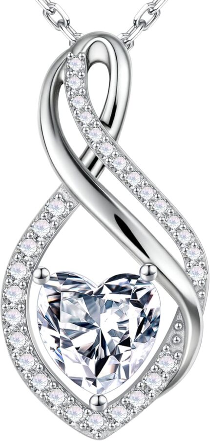 MOOSEA Moissanite Infinity Necklaces for Women 1 3CT 925 Sterling Silver Anniversary Birthday Gifts for Women Wife Heart Pendant Jewelry Gift.jpg