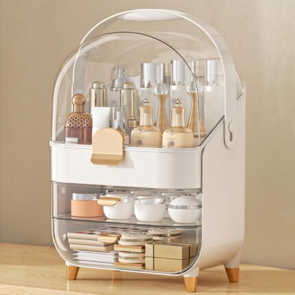 Makeup Organizer Countertop Skincare Holder Bathroom Counter Organizer Storage Box Cosmetic Display Cases Teen Girl Gifts Make up Organizers for Vanity Dresser Rose Gold.jpg