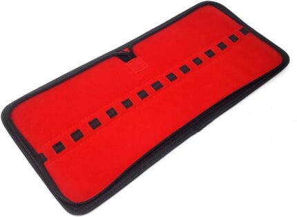 Multipurpose Use Portable Salon Pouch Hand Tools Bag Zipper Case With Elastic Loops Tweezers Scissors Holder Made of Faux Leather 15 Elastic Loops 7x15.jpg