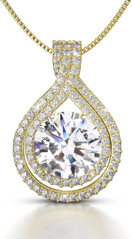 Platinum Plated Certified Moissanite Necklace for Women Gift for Her.jpg