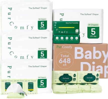 PurComfy Baby Diapers Essential Kit 4 Pack Size 5 Diapers 136 Ct 6 Baby Wipes 360Ct 4 Travel Pack Wipes 32Ct and 2 Dry Wipes 120Ct All in One Newborn Essentials Kit Total 648 Ct.jpg