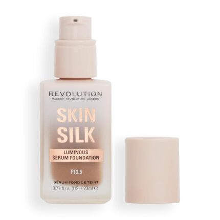 Revolution Beauty London Skin Silk Serum Foundation Light to Medium Coverage Lightweight Radiant Finish Contains Hyaluronic Acid F13.5 Dark Skin Tones 0.77 fl oz.jpg