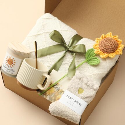 Self Care Gifts for Women Luxury Package with 50x70 Cozy Knitted Blanket Fuzzy Socks Soy Candle Sunflower Decor Birthday Thinking of You Get Well Gifts Mom Girlfriend Best Friend.jpg