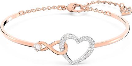 Swarovski Infinity Heart Jewelry Collection Necklaces and Bracelets Rose Gold Rhodium Tone Finish Clear Crystals.jpg