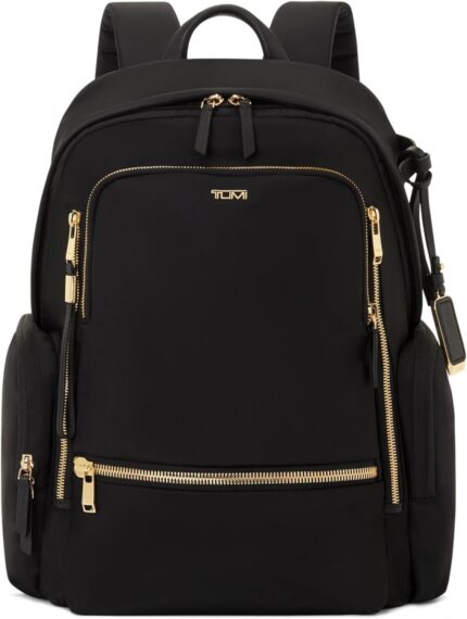 TUMI Voyageur Celina Backpack Womens Work and Travel Bag 16.0 X 10.6 X 6.5 Holds Up to 16 Laptop Black Gold Hardware.jpg