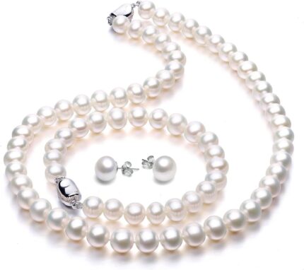 VIKI LYNN Freshwater Cultured Pearl Necklace Set Includes Stunning Bracelet and Stud Earrings Jewelry for Women Gift for Mothers Day Anniversary Birthday Wedding.jpg