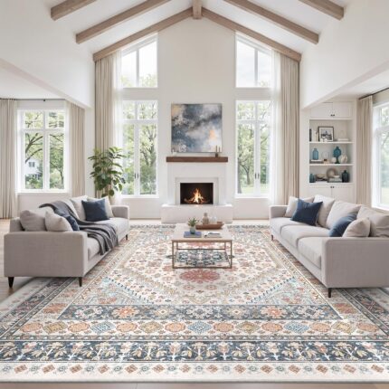 Zesthome 10x14 Area Rugs for Living RoomNon Slip Backing Washable RugsVintage Large Area Rug，Stain Resistant Home Decor Rug Multi10x14.jpg