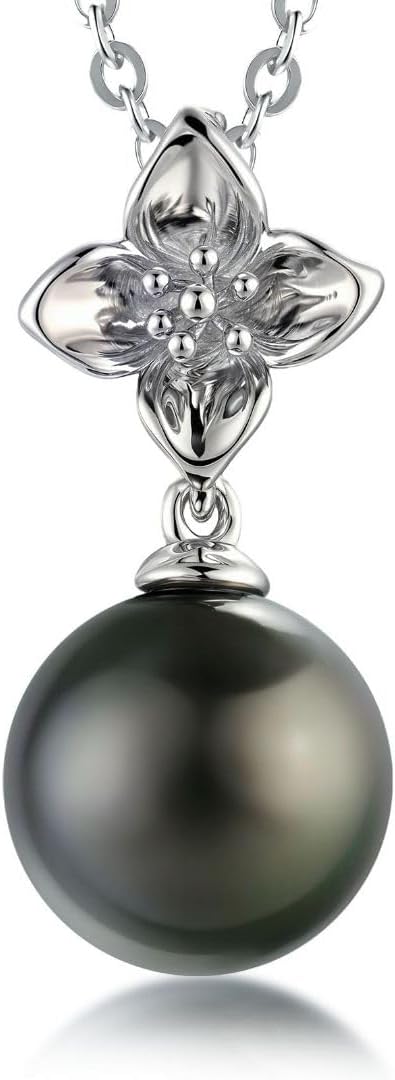 Lunar Belle Tahitian Black Jewelry Pearl Pendant Necklace in Sterling Silver Luxury Wedding Christmas Gift for Women Mother Wife Marine Fleur.jpg